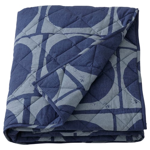 JORDRANUNKEL blue comforter, bold dot pattern, soft cotton-viscose blend, rectangular, snuggly, rustic design.