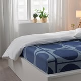 JORDRANUNKEL Flat sheet and 2 pillowcase, dark blue, 240x260/50x80 cm