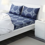 JORDRANUNKEL Flat sheet and 2 pillowcase, dark blue, 240x260/50x80 cm