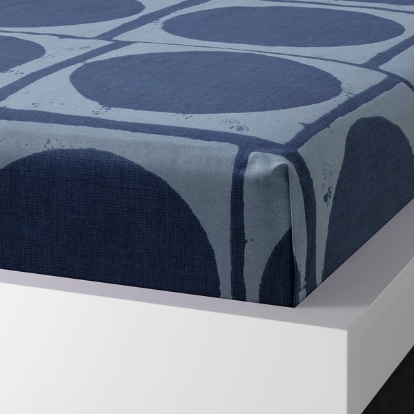 JORDRANUNKEL Flat sheet and pillowcase, dark blue, 150x260/50x80 cm