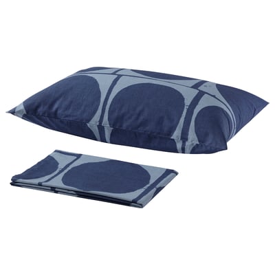 JORDRANUNKEL Flat sheet and pillowcase, dark blue, 150x260/50x80 cm