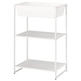 JOSTEIN Shelving unit with container, in/outdoor/metal white, 61x40x90 cm