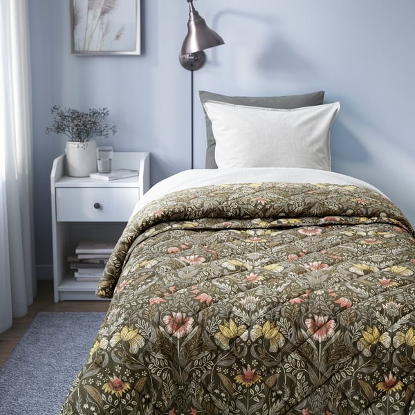 KÄRRDUNÖRT Comforter, dark green/multicolour, 150x250 cm