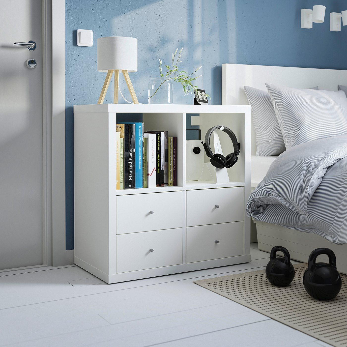 KALLAX shelving unit, with 4 drawers/white, 77x77 cm (301/8x301/8