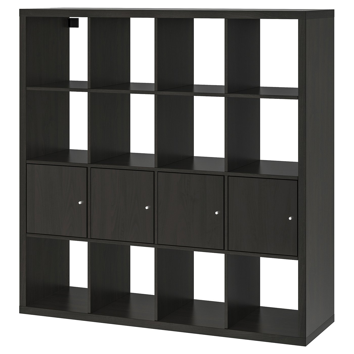 KALLAX Shelving unit with 4 inserts, black-brown, 147x147 cm (57 7/8x57 5/8 ")