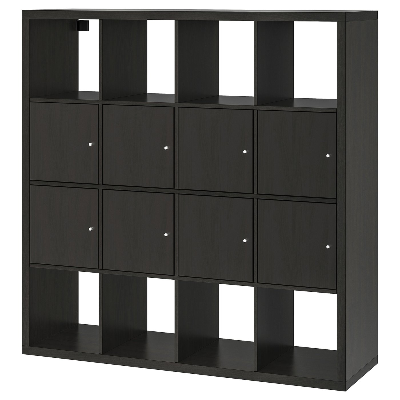 KALLAX Shelving unit, with 8 doors/black-brown, 147x147 cm (57 7/8x57 5/8 ")