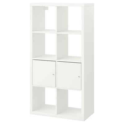 KALLAX Shelving unit with doors, white, 77x147 cm
