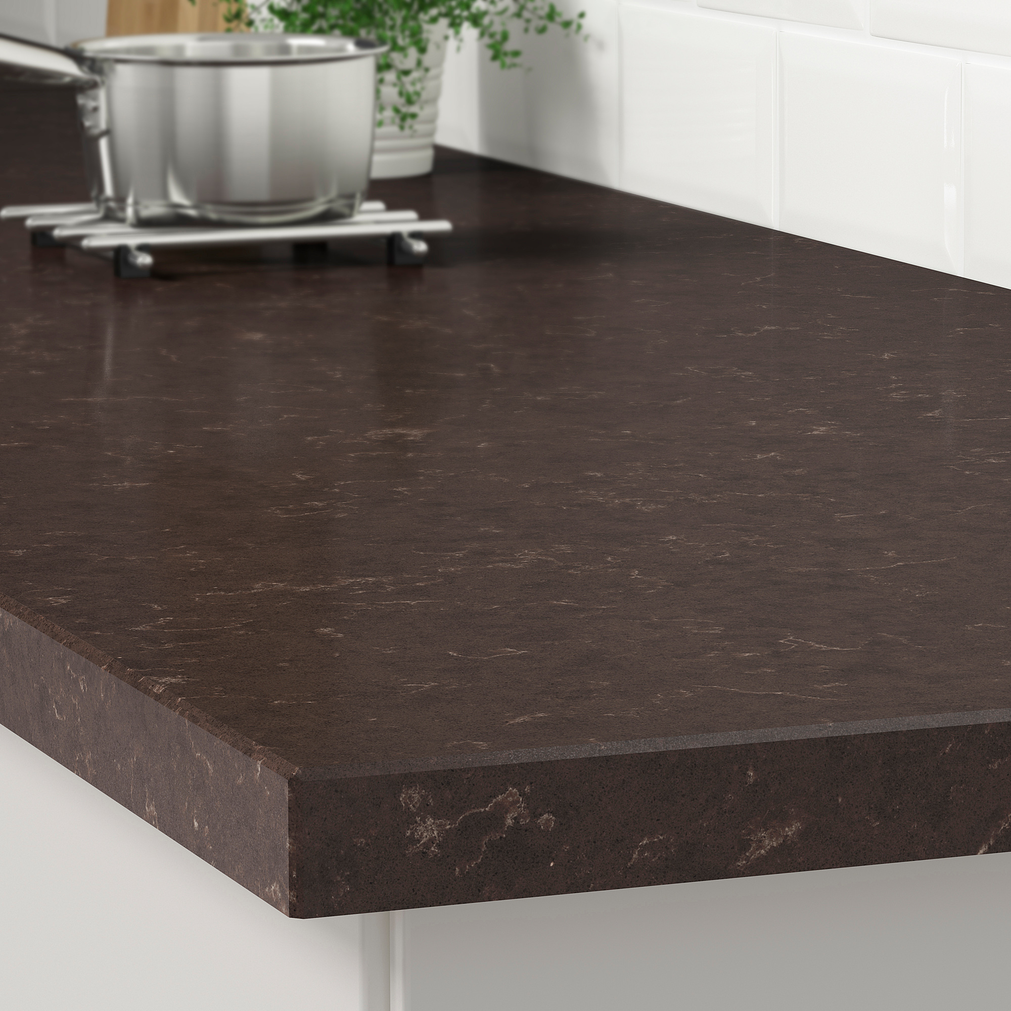 KASKER Custom made worktop, dark brown marble effect, quartz, 1 m²x4.0