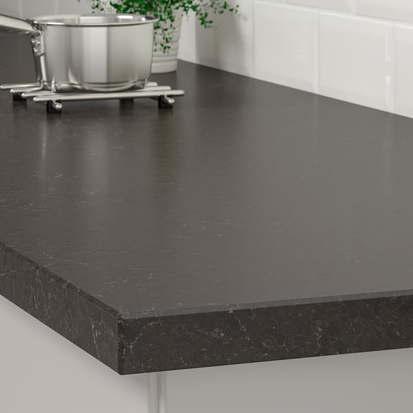 KASKER custom made worktop, dark grey marble effect/quartz, 1 m²x4.0 cm