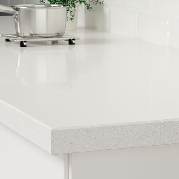Kasker Custom Made Worktop White Stone Effect Quartz Ikea