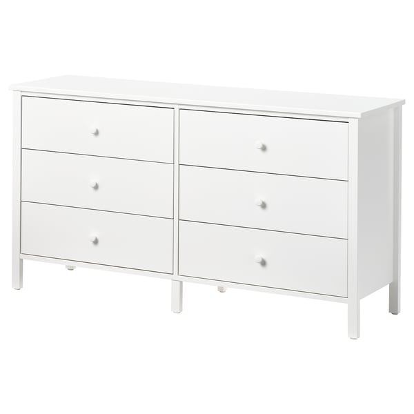 Kilberget Chest of 6 drawers, white/anchor/unlock-function, 144x78 cm