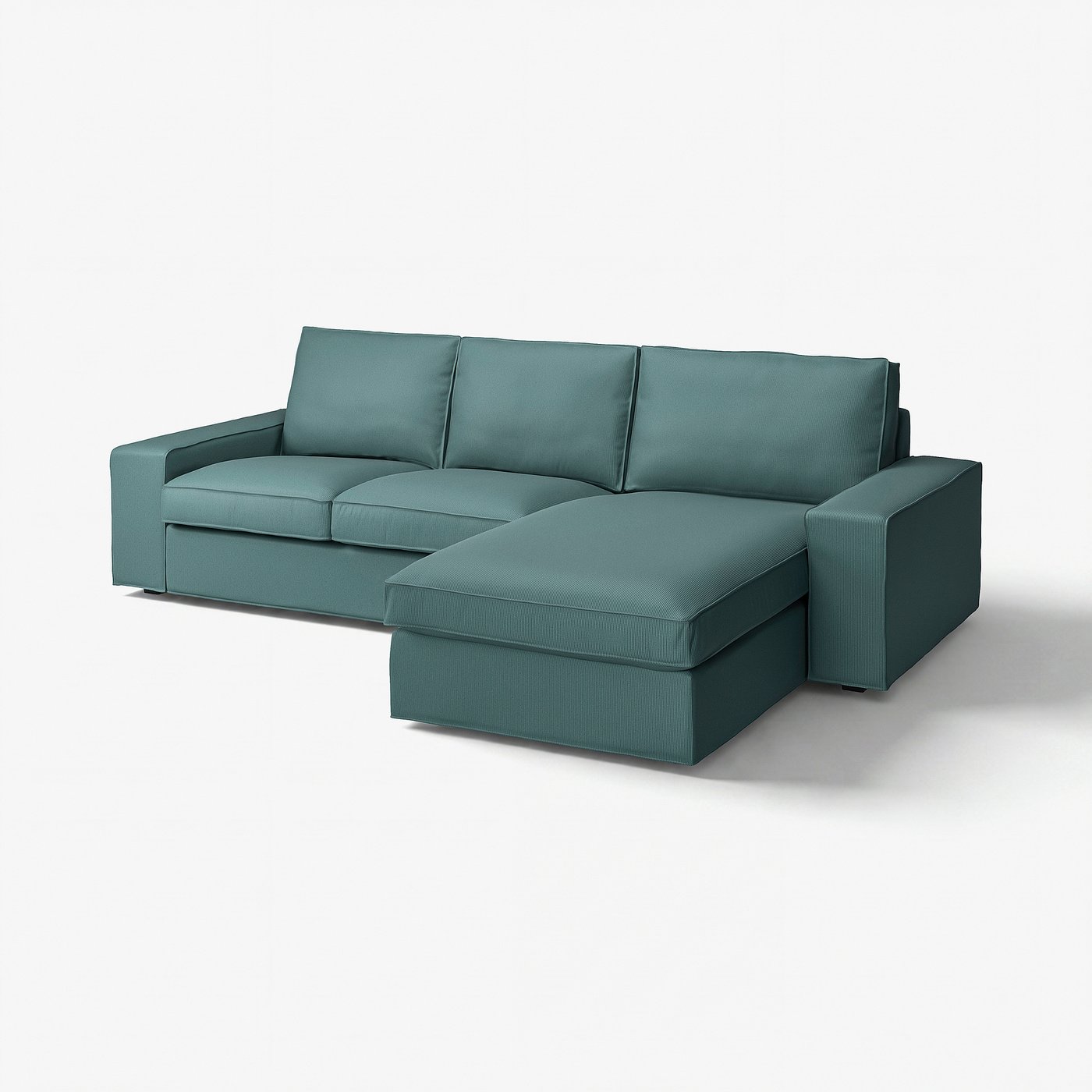 KIVIK 3-seat sofa with chaise longue, Kelinge grey-turquoise