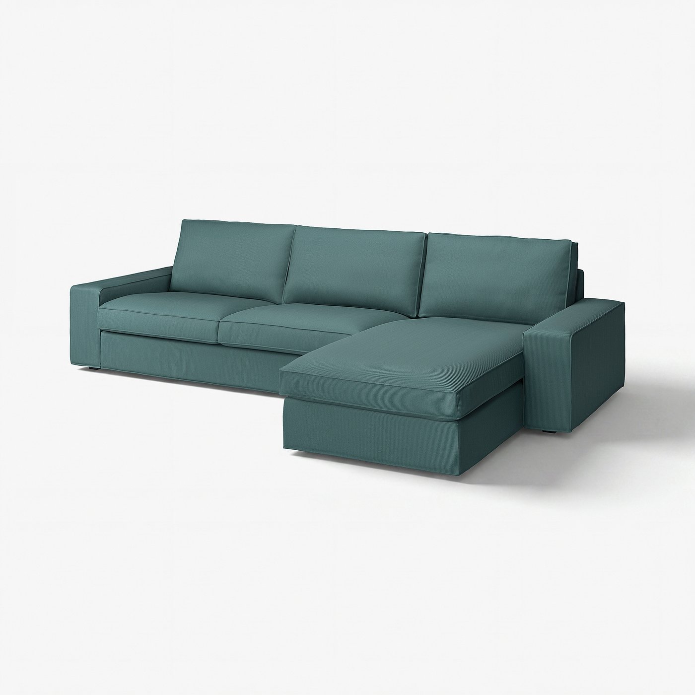 KIVIK 4-seat sofa with chaise longue, Kelinge grey-turquoise