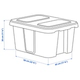 KLÄMTARE Box with lid, in/outdoor, dark grey, 58x45x30 cm