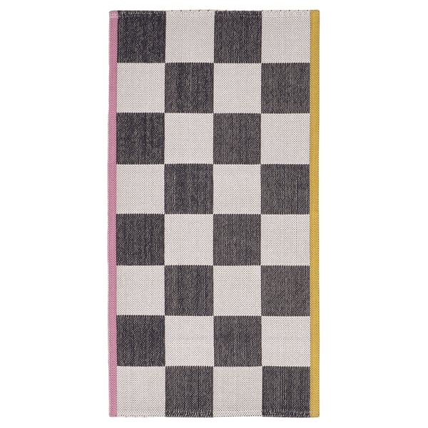 KLASSRUM Rug, flatwoven, white/black, 60x120 cm