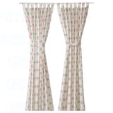 KLIBBARV Curtains, 1 pair, white printed/with tab top, 150x150 cm