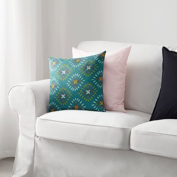 KLIBBARV Cushion, green/printed, 40x40 cm