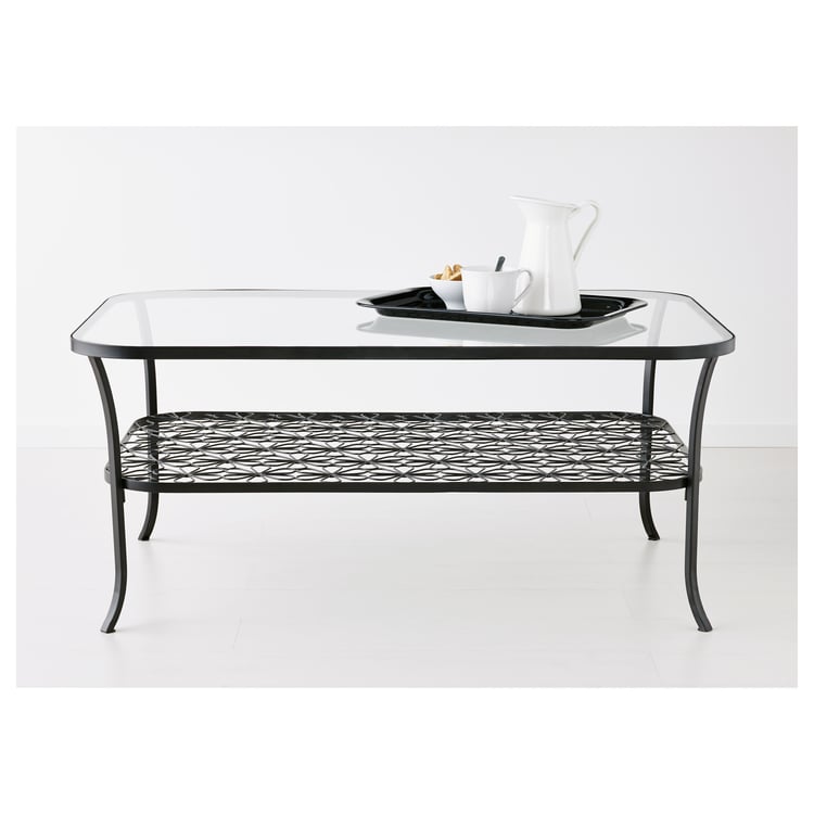 KLINGSBO coffee table, black/clear glass, 116x78 cm (455/8x303/4") IKEA