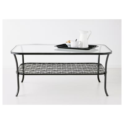KLINGSBO Coffee table, black/clear glass, 116x78 cm