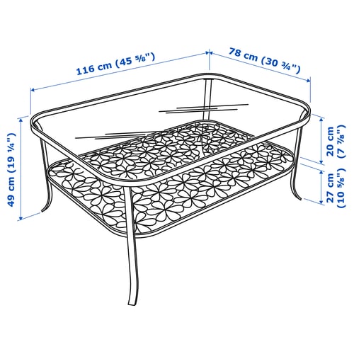 Illustration with measurements for the product: KLINGSBO.