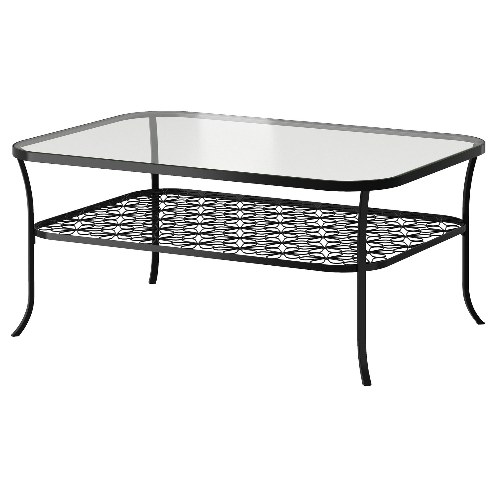 KLINGSBO Coffee table, black, clear glass, 116x78 cm IKEA