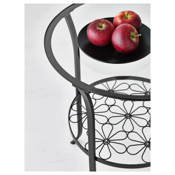 KLINGSBO Side table, black/clear glass, 49x62 cm