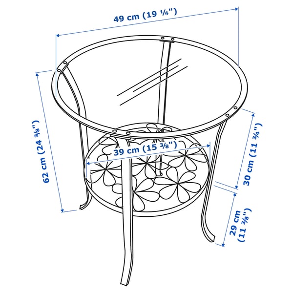 KLINGSBO Side table, black/clear glass, 49x62 cm