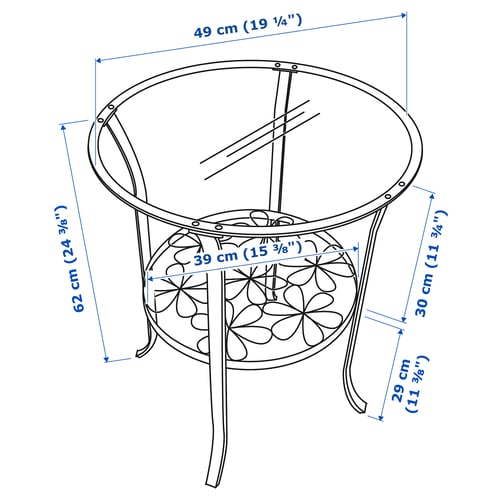Illustration with measurements for the product: KLINGSBO.