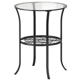 KLINGSBO Side table, black/clear glass, 49x62 cm