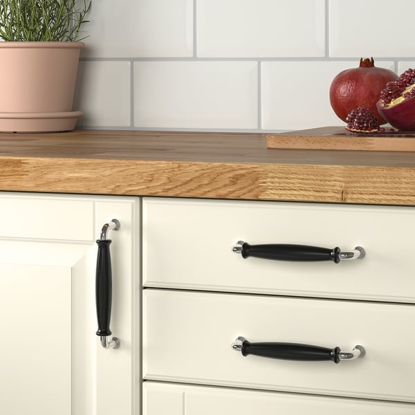 KLINGSTORP Handle, black/chrome-plated, 141 mm