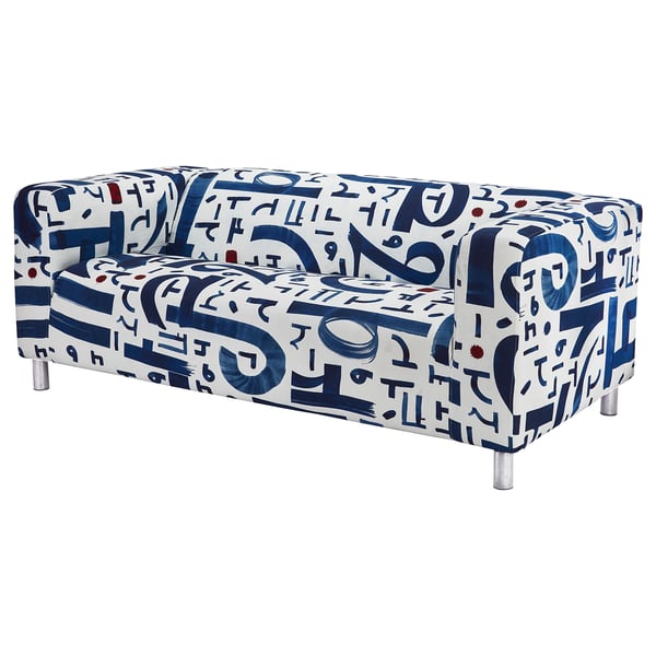 KLIPPAN Cover for 2seat sofa Änglatårar white, blue IKEA