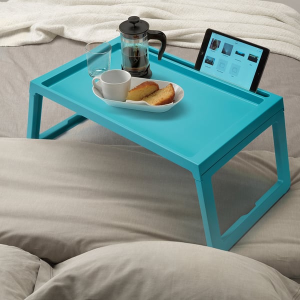 KLIPSK Bed tray, turquoise