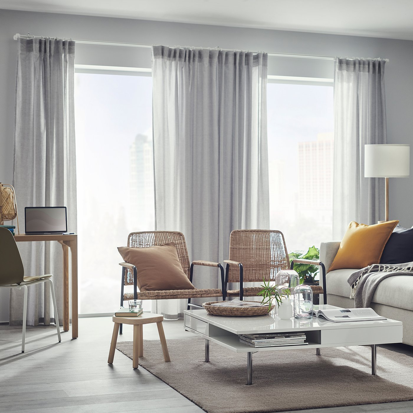 KNARDRUP rug, low pile, light grey, 133x195 cm (4'4