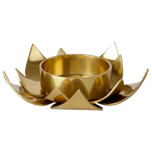 KNASTRIGT block candle holder, goldcolour/Lotus, 3.8 cm (1 ½") IKEA