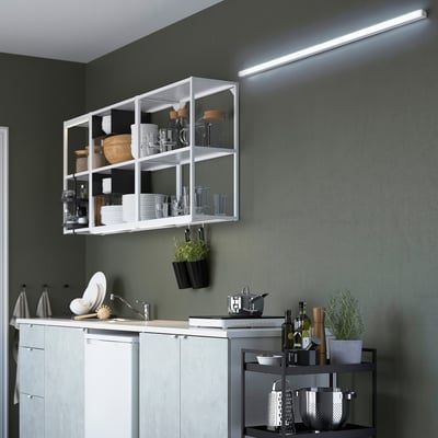 KNOPPSLINGA LED batten light, opal white/silver-colour, 3600 lm 6500 K