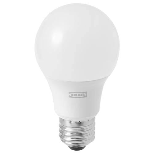 Led light bulb: KNOPPSLINGA, white, round, IKEA, aluminium & plastic, cool blue-white