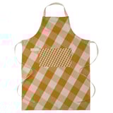 KÖSSEBÄR Apron, yellow/white, 70x92 cm