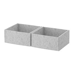 Two light grey rectangular felt storage boxes for drawers.