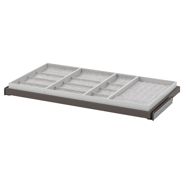 KOMPLEMENT pullout tray with insert, dark grey/light grey, 100x58 cm