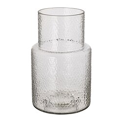KONSTFULL clear glass vase, textured, semi-transparent, cylindrical shape, handcrafted.
