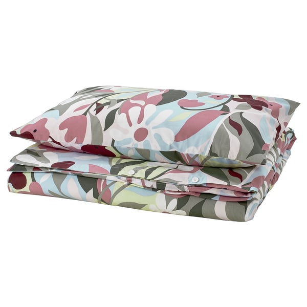 KORSKOVALL Duvet cover and pillowcase, multicolour/floral pattern, 150x200/50x80 cm
