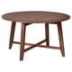 KRAGSTA round coffee table, brownish wood, sturdy legs, sleek design.