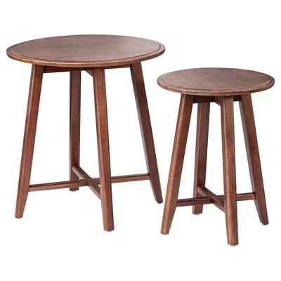 Wooden nesting tables - large & small, mango wood, angled legs
