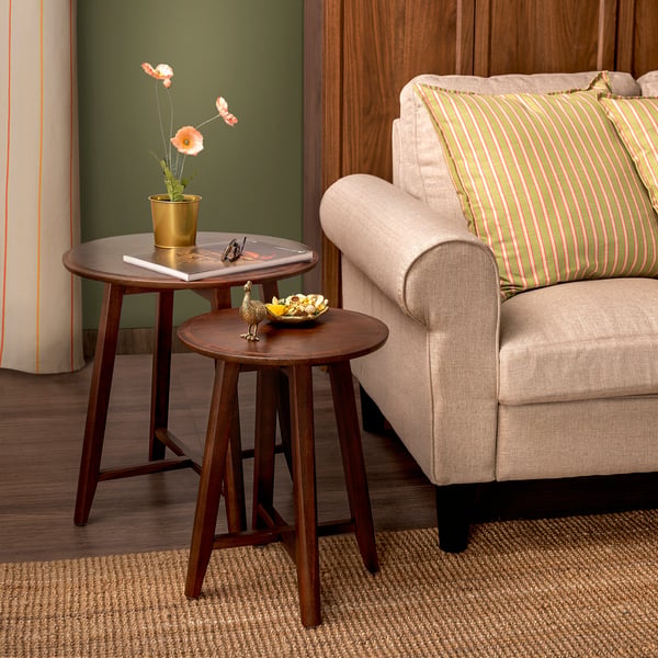 KRAGSTA Nest of tables, set of 2, brown/mango wood