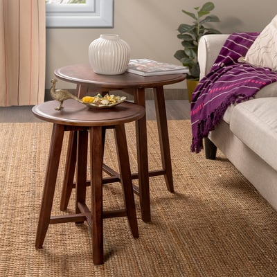 KRAGSTA Nest of tables, set of 2, brown/mango wood