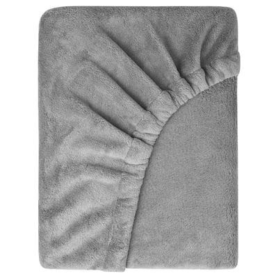 KRANSSALVIA Fitted sheet, grey, 160x200 cm