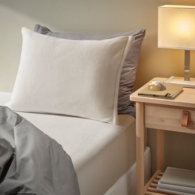 KRANSSALVIA Fitted sheet, white, 90x200 cm