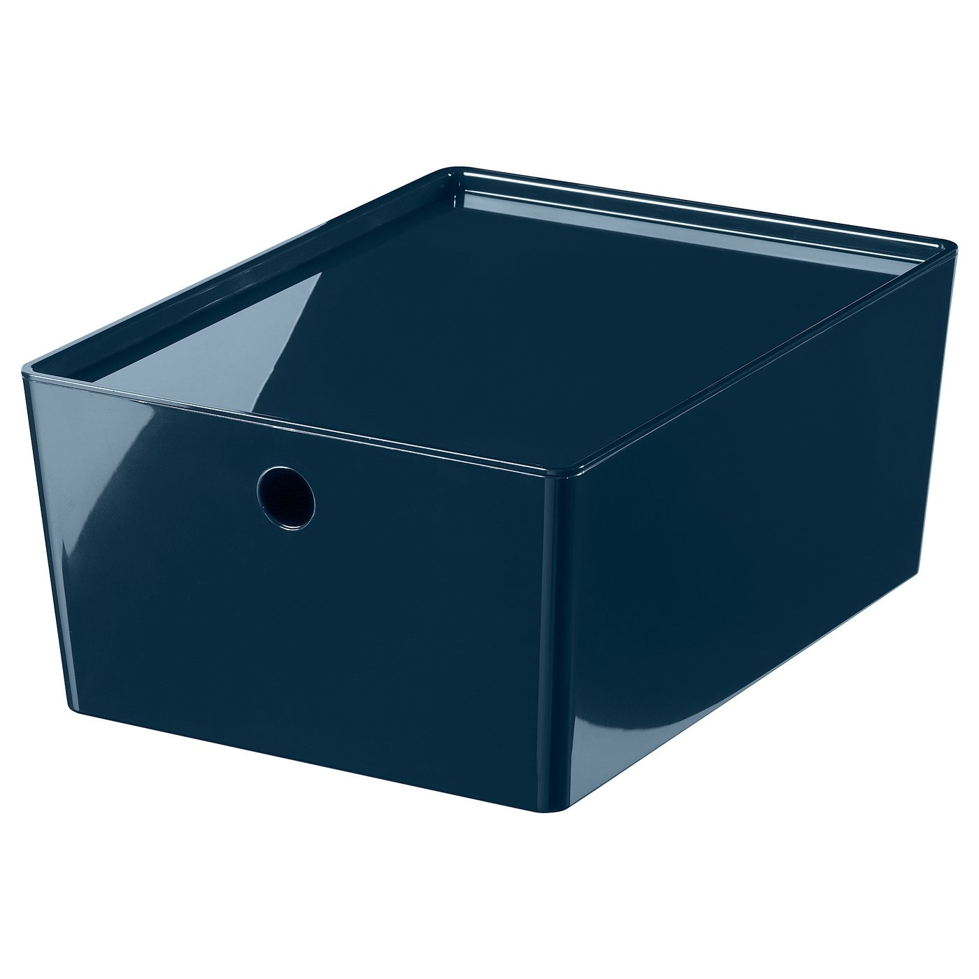 KUGGIS Box with lid, black-blue, 26x35x15 cm (10 ¼x13 ¾x6 ")