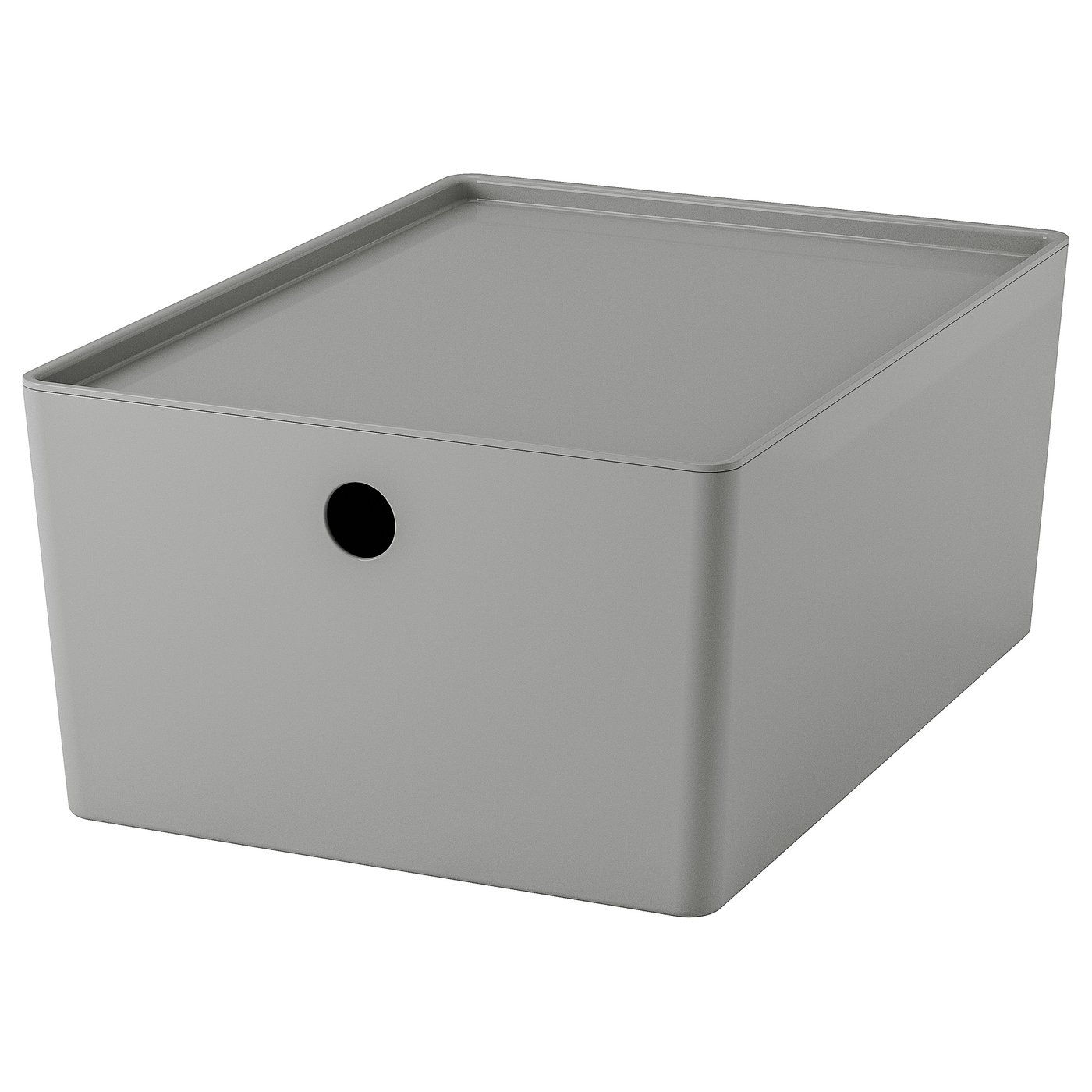 KUGGIS Box with lid, light grey, 26x35x15 cm (10 ¼x13 ¾x6 ")