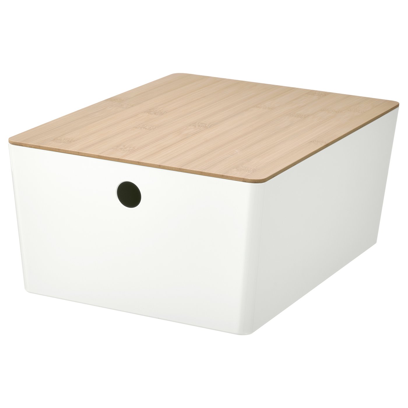 KUGGIS Box with lid, white/bamboo, 26x35x15 cm (10 ¼x13 ¾x6 ")